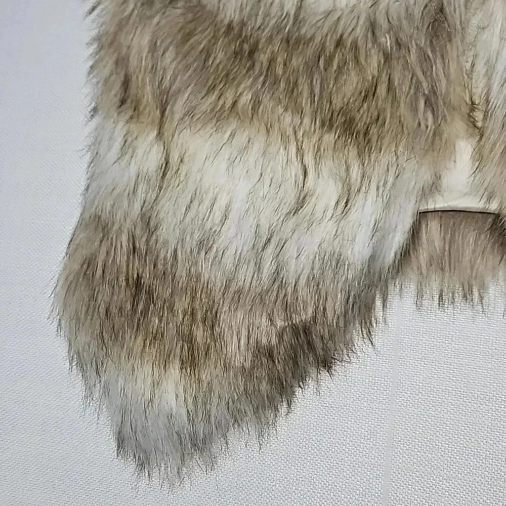 Skies Are Blue Faux Fur Vest Cream & Brown Women's XS - Picture 9 of 16